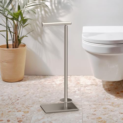 Gatco 1443SN Modern Square Base Toilet Paper Holder Stand with Storage, Satin Nickel, 21.13"H by Gatco - Image 2