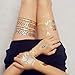 COKOHAPPY 6 Sheets Fake Jewelry Metallic Temporary Tattoo , Universe Wing Feather Dream Catcher Gold Silver