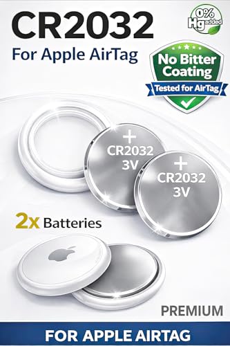 SHI Apple AirTag Battery Replacement – CR2032 3V Lithium Coin Cell – 2 Pack – No Bitter Coating – Compatible with AirTags