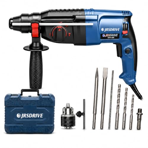 Image of EASTMAN EHD-26N Corded Electric Rotary Hammer Drill with SDS Plus, 800 W, 26 mm Drilling Capacity, 0-5500 BPM, 1300 RPM, Reversible Switch, BMC Box, Free Carbon Set & Drill Bits 6 /8 /10 mm, Blue
