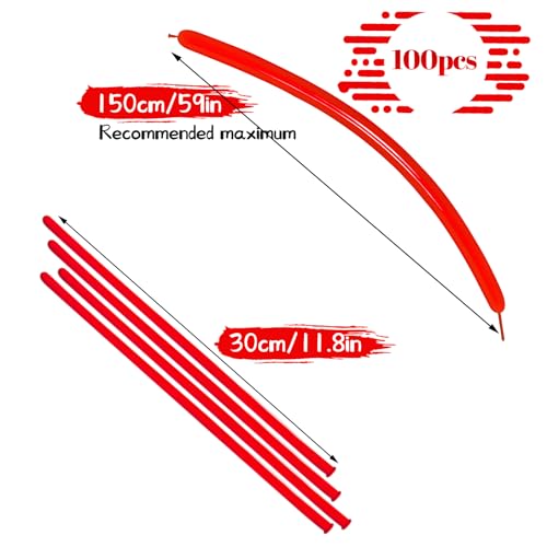 Image of LXZFCRG 260 Balloons Red Long Balloon for Balloon Animals, Thickening Long Skinny Latex Twisting Ballons for Halloween Party Suppies Birthday Wedding (Red)