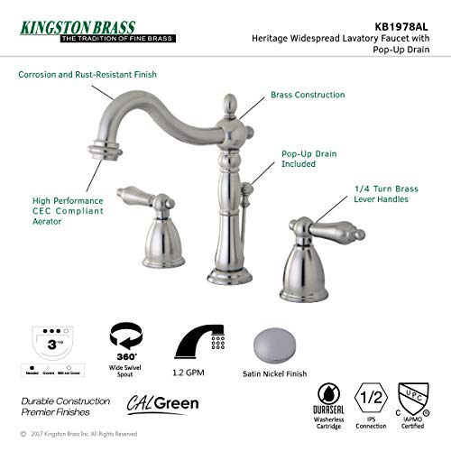 Grifo de lavabo Kingston Brass para baños familiares de estilo clásico 8