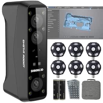 Einstar Rockit Wireless Handheld 3D Scanner with Scanning Software, Dual Light, 38 Laser Lines, 7 Parallel Laser Lines, 0.05mm HD Resolution for Reverse Engineering, Manufacturing and Art