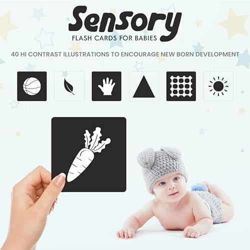 Image of SPARTAN KIDS Black and White Flash Cards for Babies & Infants - Brain Stimulation & Early Learning Developmental Toys for Toddlers, High-Contrast Visual Stimulation Cards - 40 Cards