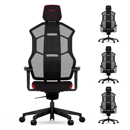 RECARO AER Essential 2-in-1 Gaming & Bürostuhl Ergonomisch [Büro-Zertifiziert] | Premium Polsterung | Made in Germany | flexibel einstellbar - bis 150kg, Ruby Red
