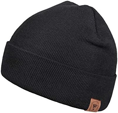 OZERO Daily Skully Beanie Hat,Thick and Soft Knitting Stretch to Fit Most Black
