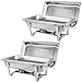 SUPER DEAL 8 Qt Stainless Steel 2 Pack Full Size Chafer Dish w/Water Pan, Food Pan, Fuel Holder and Lid For Buffet/Weddings/Parties/Banquets/Catering Events (2)