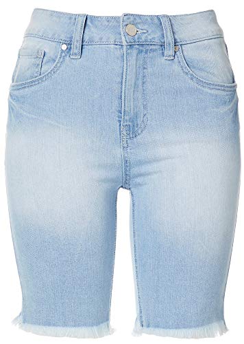 dollhouse Juniors Solid Denim Roll Cuff Bermuda Shorts 11 Maldives Blue