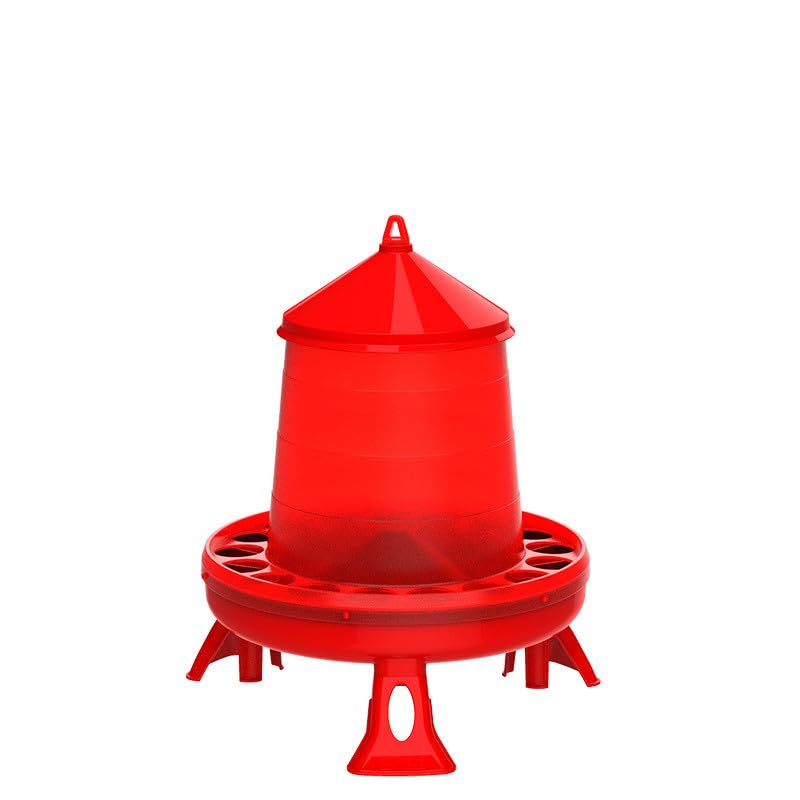 Tolva comedero plástico gallinas con Patas 16 Kg, 46x46x63 cm, Rojo