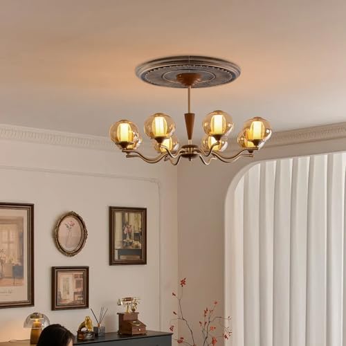 Image of PU Ceiling Medallions 2Pcs, 13.1 Inches x 3.35 Inches, Bronze Tone | Split Type, Fits 3.35 Inches Canopy, European Vintage Carving Style, Synthetic Foam Construction for Easy Installation