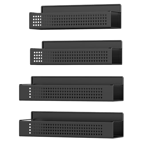 SONGMICS Especiero Magnético, Juego de 4, 2 Estantes Grandes y 2 Pequeños, Organizador de Especias sin Taladrar, para Cocina, Frigorífico, Microondas, Lavadora, Negro Tinta KCS061B01