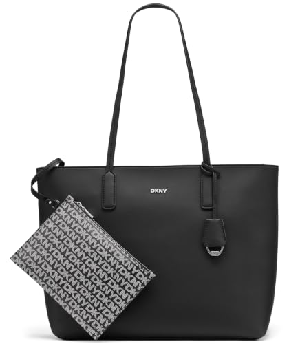 Image of DKNY Saige Ew Tz Women's Tote Handbag, Black and Silver, Rozmiar uniwersalny