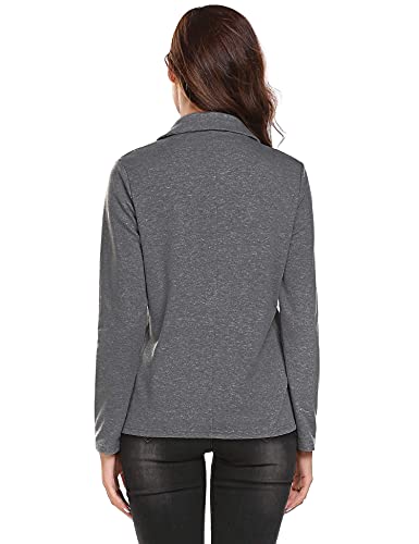 Zeagoo Womens Casual Work Office Blazer Open Front Long Sleeve Cardigan Jacket, Dark Grey, Medium #TOP5
