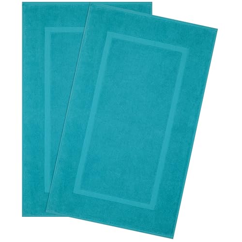 Hammetex Lot de 2 Tapis de Bain 51x86 cm, 100% Coton 900 GSM, Antidérapants, Lavables, Absorbants, Certifiés Oeko-TEX, Turquoise