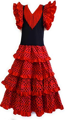 Flamifeel Flamenco Adult Dress Red/Black, Rouge-noir, XL