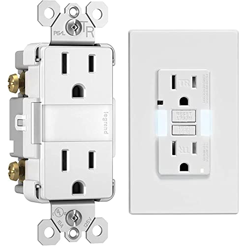 Legrand Radiant Adjustable Led Night Light Outlet, Nightlight Electrical Outlets, Tamper Resistant, White, Ntl885Trwcc6 1.6W X 2.75H & Leviton Gfnl1-W Self-Test Smartlockpro Slim Gfci, 15-Amp, White #TOP18