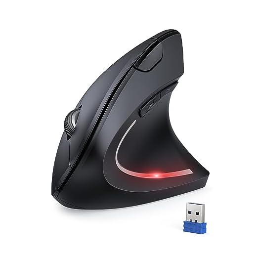 TECKNET Mouse Verticale, 4800 DPI Mouse Wireless Ergonomico, Protegge Il Braccio, Mouse Senza Fili 6 Pulsanti per PC, Computer Portatile, Mac, Nero