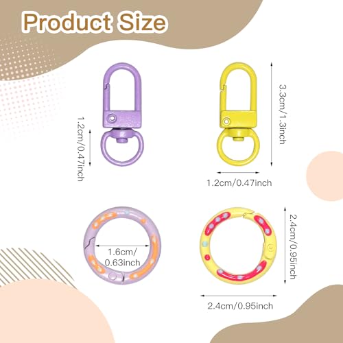 Troyune 12 Pack 12Color Trigger Spring O Rings Round Lobster Claw Clasps, Cute Metal Keychain Ring Round Carabiner Clips for Keyrings Buckle, Bags,Purses
