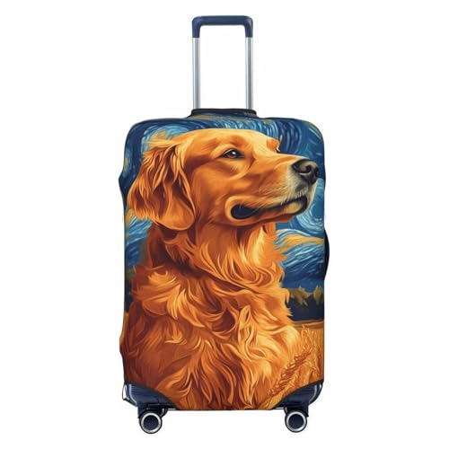 Golden Retriever Swirling Stars Elastic Travel Luggage Covers Dustproof Scratch-Resistant Suitcase Protector Fit 22-24 Inch