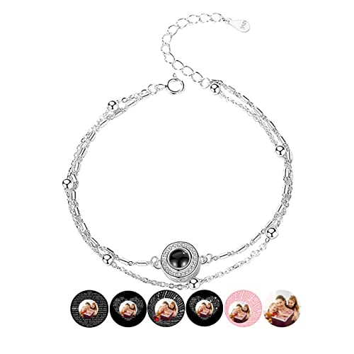 Wellhoope Bracciale fotografica personalizzato per uomini donne donne personalizzate Proiezione foto Bracciale cubano Link Bracciale con foto all'interno del braccialetto di proiezione per amante