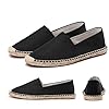 FANSU Men Women Solid Color Espadrilles, Comfortable and Portable Women's Espadrille Shoes, Slip-on Flat Espadrilles, Ladies Canvas Shoes No Laces UK 4-10 Size Black #1