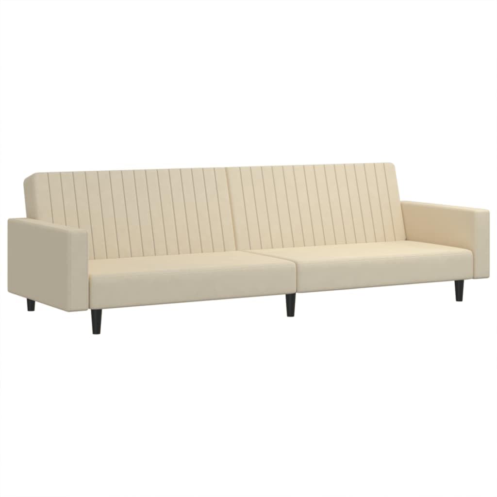 Sofa z funkcją spania 2-osobowa, kremowa, aksamitna, sofa przekształcająca z drewnianą ramą, sofa do spania do salonu, pokoju gościnnego, biura, wygodna sofa tapicerowana do małych