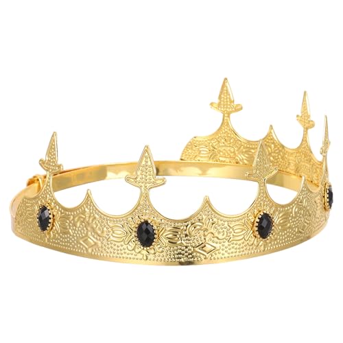PLAFOPE Tocado Real Ajustable para Hombre Metálico con Piedras Brillantes Diadema Medieval para Cosplay de Caballero Fiestas de Cumpleaños y Navidad