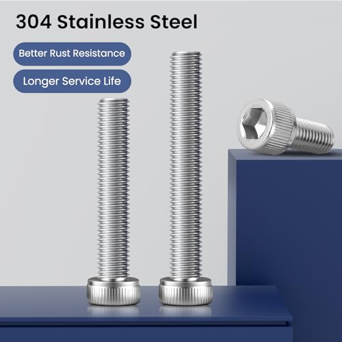 BNUOK 60pcs M4 x 35mm Hex Socket Head Cap Screws Bolts, 304 Stainless Steel 18-8, Allen Socket Drive,Bright Finish, Full Threads,with Hex Spanner by BNUOK - Image 2