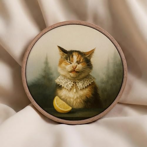 Cat Wall Art, Funny Animal Portrait Canvas Print, Quirky Vintage