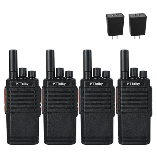 PTTalky Walkie Talkies Long Range, FR2 Portable FRS Two Way Radio, Rechargeable Handheld Walkie Talkies for Adults, USB-C Charging, VOX, License Free, for Road Trip Hiking Cruise Camping 4 Pack Black