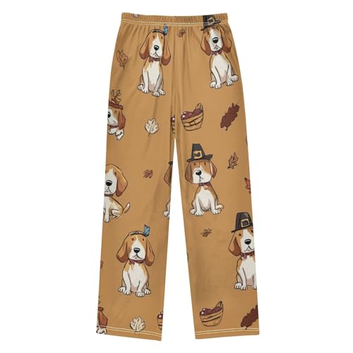 Beagle Maple Leaf Boys Long Pants Soft Trousers Elastic Waist Kids Lounge Bottoms with Pockets S-XL2