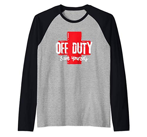 Off Duty Swimming Guard, Save Yourself, Funny Life Saving Camiseta Manga Raglan