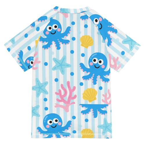 Cute Cartoon Blue Animal sea Short Sleeve Kids Bathing Suits Girls Rashguard Swimsuit for Girls Rash Guard Boys for 3-12 Years trajes de bano para ninas2