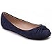 Ollio Women's Shoe Twist Decorative Ribbon Faux Suede Ballet Cute Comfort Flat