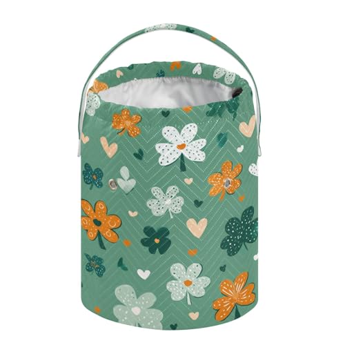 Image of ElliTarr Crochet Bag Yarn Bag with Handle Portable Knitting Project Bag Travel Yarn Storage Organizer Holder Case Green Shamrocks Hearts