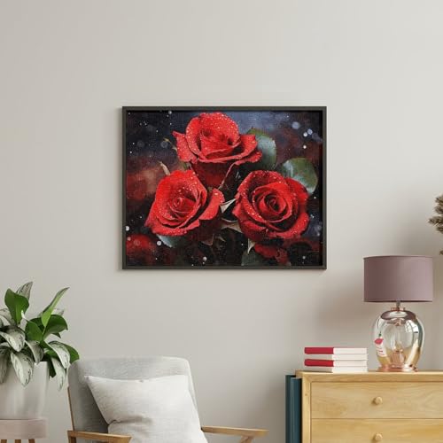 Kits de regalo de pintura por números románticas rosas rojas para principiantes 4