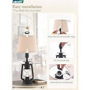 LEDIARY 18.72" Black LED Lantern Flickering Flame Table Lamps for Bedrooms Set of 2, Small Farmhouse Rustic End Table Lamps, Halloween Decorative Lantern Bedside Lamps for Living Room LEDIARY 1872 Black LED Lantern Flickering Flame Table Lamps for Bedrooms Set of 2 Small Farmhouse Rustic End Table Lamps Halloween Decorative Lantern Bedside Lamps for Living Room