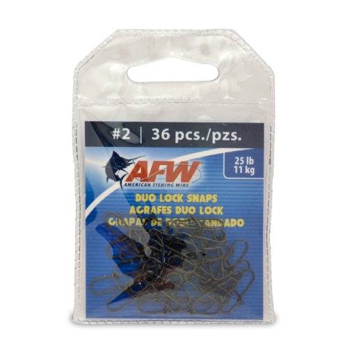 American Fishing Wire Duo Lock Snaps, Black Color, Size 2, 25 Pound Test, 36-Pieces