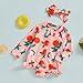 Dcohmch Baby Girl Rash Guard Swimsuit Long Sleeve Bow/Fruit Print Bathing Suit Infant Toddler Swimwear with Headband (Orange, 2-3 Years)