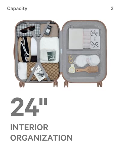 artrips Checked Luggage 24 inch,Medium Suitcase with 8 Spinner Wheels,PC Lightweight Hardside Luggage,Bread Design,TSA Lock,Brown,Checked-Medium 24-Inch,60L3