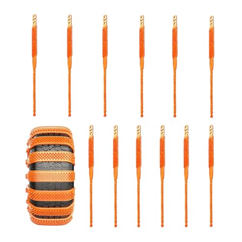 Cadenas de Nieve | 12 Piezas Diseño De Dientes Antideslizante | Cadenas Y Correas De Fijación Para Neumáticos De Coche, Para Condiciones De Invierno Vehículos Camión Sedán SUV Furgoneta Conducción