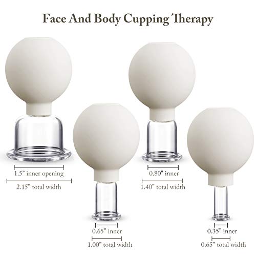 Image of BBTO 4 Pieces Glass Cupping Set Glass Silicone Cupping Cups Massage Vacuum Suction Cupping Cups for Body Face Leg Arm Back Shoulder Muscle and Joint Pain (White)