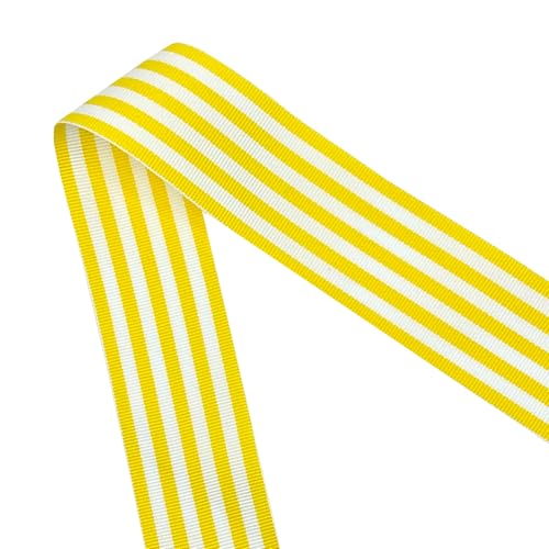 Morex Ribbon Striped Polyester Grosgrain Ribbon, Party Decorations, Gift Wrapping, Fun Patterns, 1-1/2" by 20 yd., Yellow by Morex Ribbon - Image 2