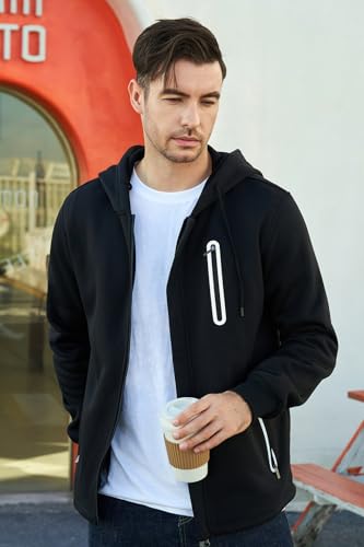 Hoodies for Men Casual Long Sleeve Mens Zip up Hoodies Hooded Fleece Sweatshirts with Pocket3
