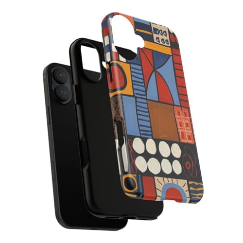 Coque bleu géométrique mate iPhone 16 Plus pour vos déplacements