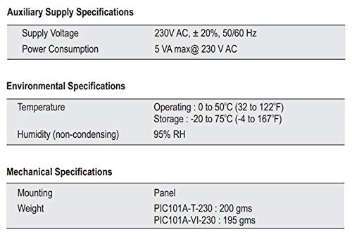 Selec Make Process Indicator auxiliary, environmental, and mechanical specifications