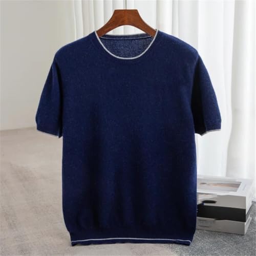 Splicing Together Cashmere Pullover Men Solid Wool Sweater O-Neck Short Sleeve Business Casual Soft Warm Clothing Tops2