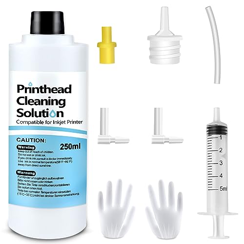 Printer Cleaning Kit 250mL, Printer Head Cleaning Kits for Epson Ecotank, Print Head Nozzle Cleaner for HP Inkjet, Printer Head Cleaner Sublimation Printer, Print Head Cleaner for Canon Brother Inkjet