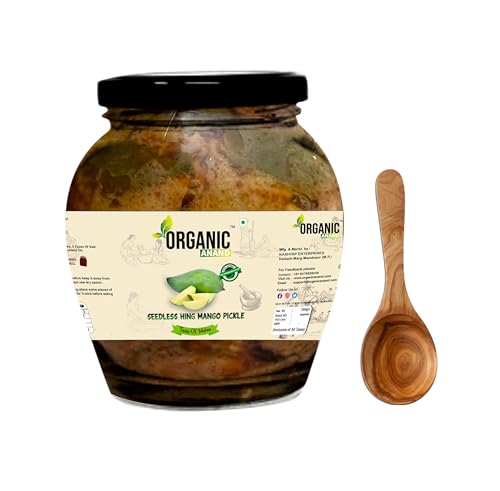 Image of Organic Anand Homemade Seedless Hing Mango Pickles 350gram Oil-free Traditional Khatta Aam ka Achar, No preservative