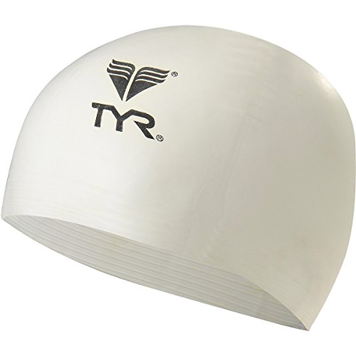 TYR Youth Silicone Swim Cap - Wrinkle-Free Comfortable Fit, White